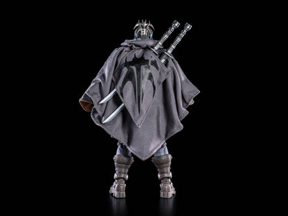 Kyojii Rune Cosmic Legions 6-Inch Figure — Back View Showing Mortal Thorn Faction Symbol on Cloak and Blade Sheath