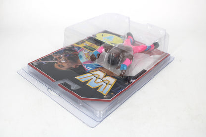Xavier Woods WWE Retro App Series Action Figure — Back View of Clamshell Package with WWE Logo Card Art and Figure Visible Inside