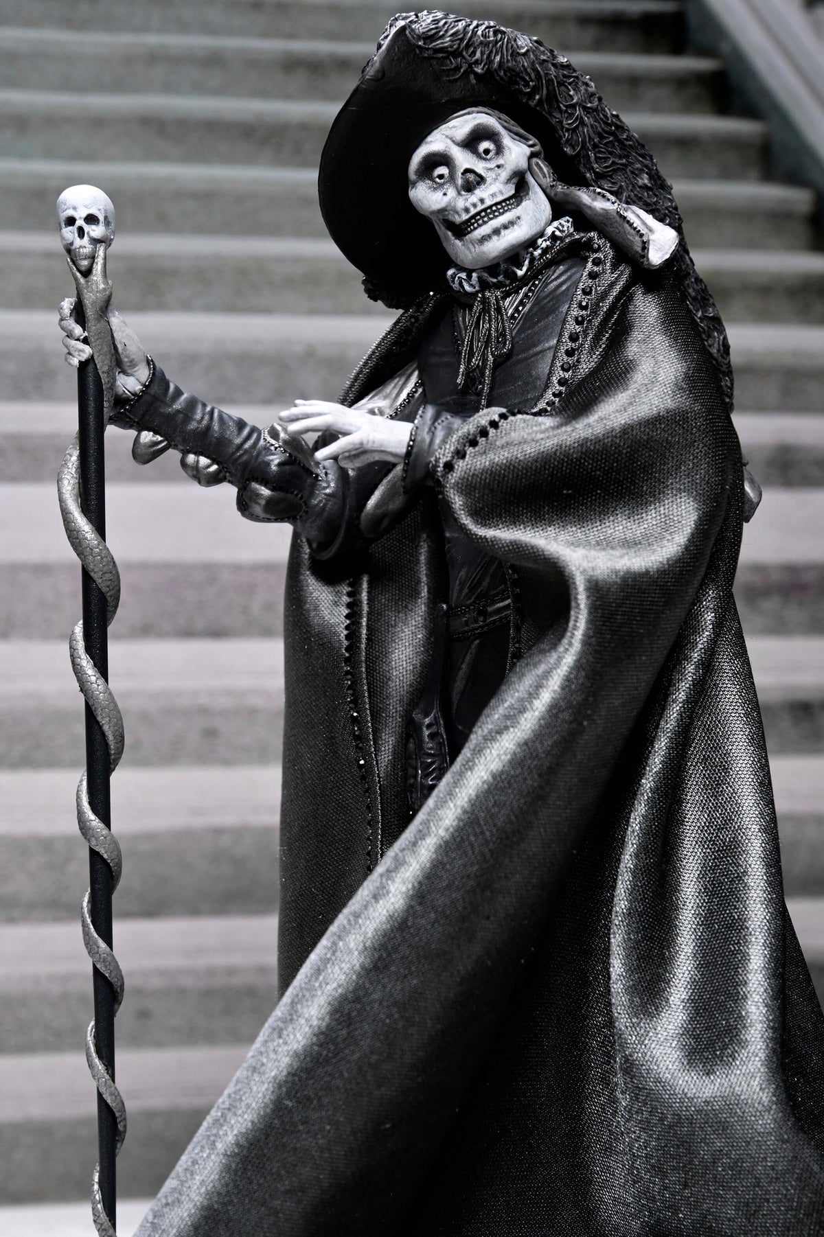 Phantom of the Opera Masque Red Death NECA 7-Inch Figure — Three-Quarter Angled Pose on Stairs