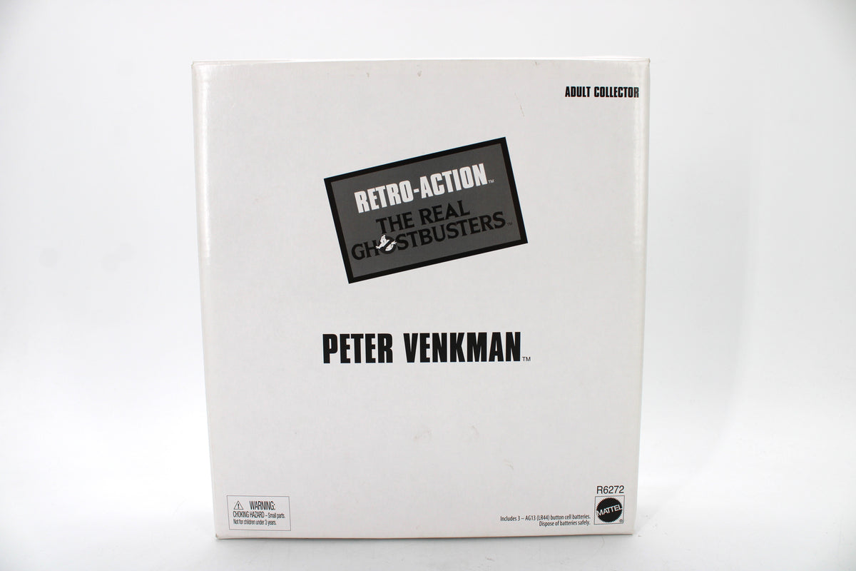 Peter Venkman Retro-Action The Real Ghostbusters Figure — Box Art Close-Up Showing Character Name and Line Logo