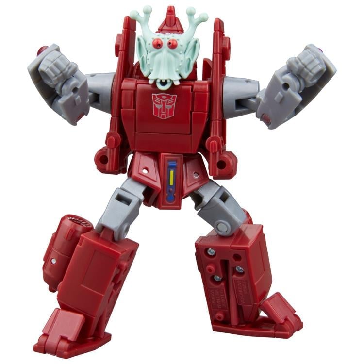 Autobot Powerglide Age of the Primes Deluxe 4.5-Inch Figure — Alien Mask Worn Arms Raised Front