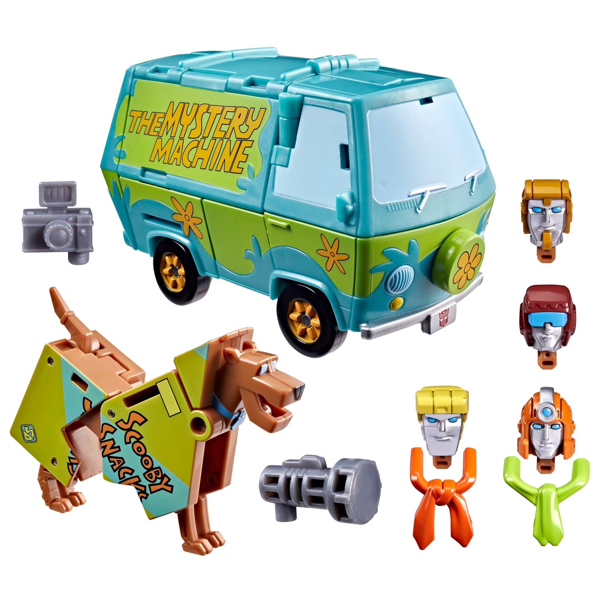 Mysterious Prime & Automutt Transformers Collaborative Set — Contents Display with Mystery Machine Van Mode, Dog Mode, Head Sculpts and Accessories