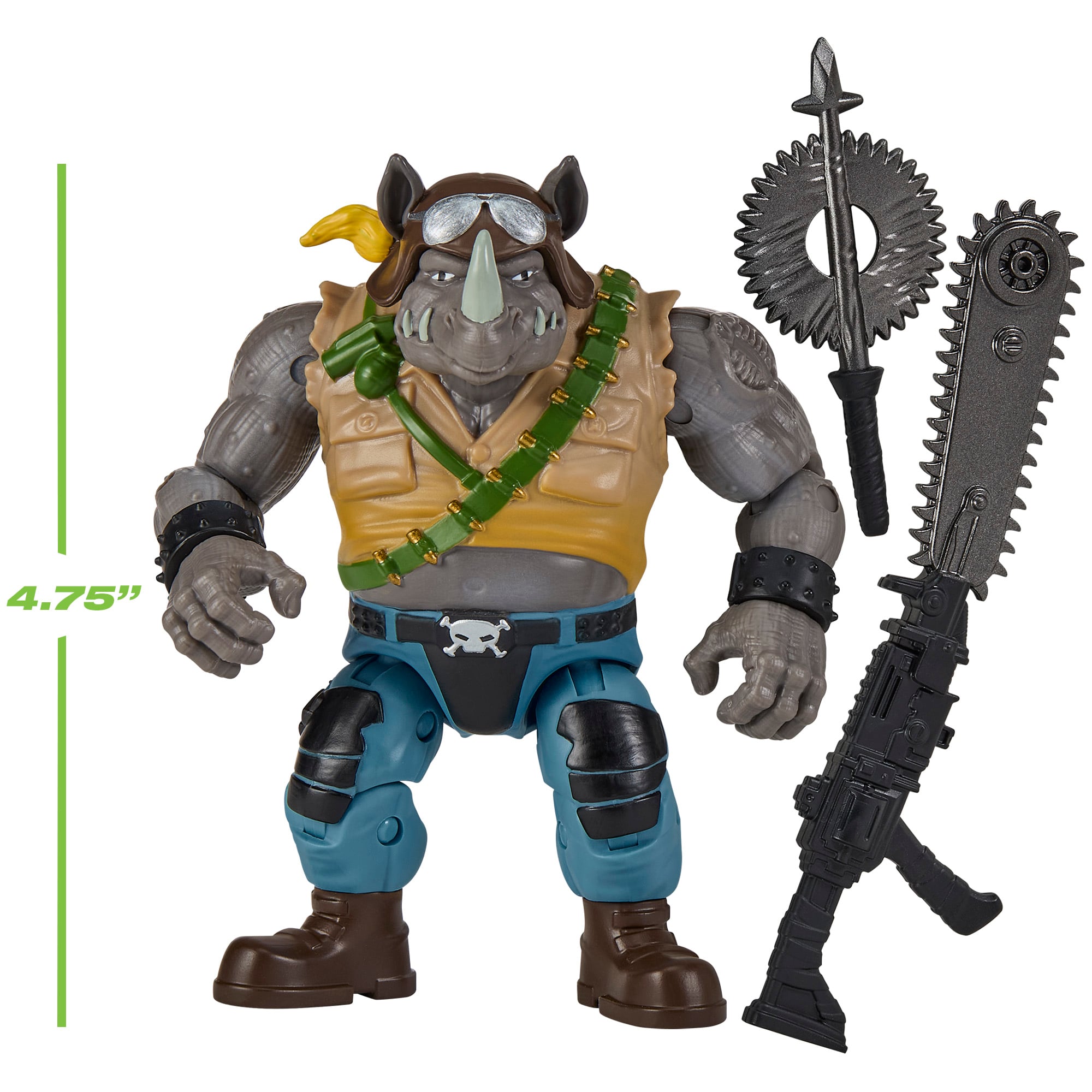 Rocksteady as Buzzer TMNT x GI Joe 4.75-Inch Figure — Accessories Included with Scale Reference