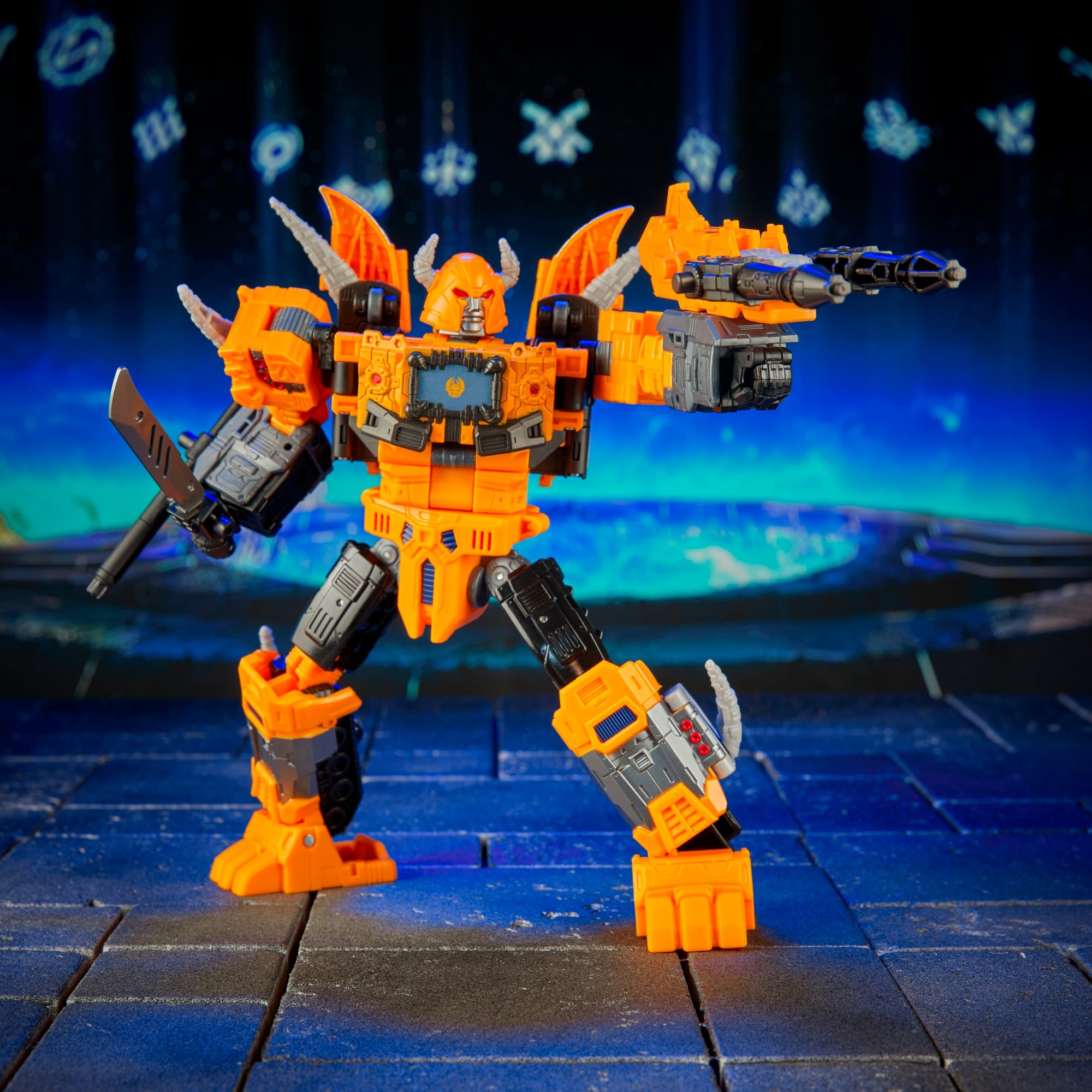 Herald of Unicron Age of the Primes Leader Class Figure — Side View with Blaster Extended Outward