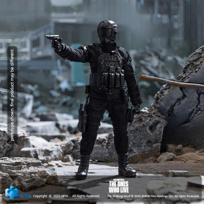 Rick Grimes Exquisite Super 1/12 Figure — Masked Variant Aiming Pistol Front View