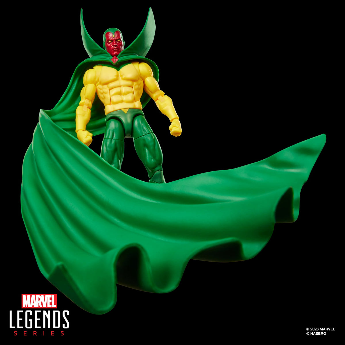 Vision Marvel Legends 6-Inch Figure — Front Standing View with Flowing Cape Detail