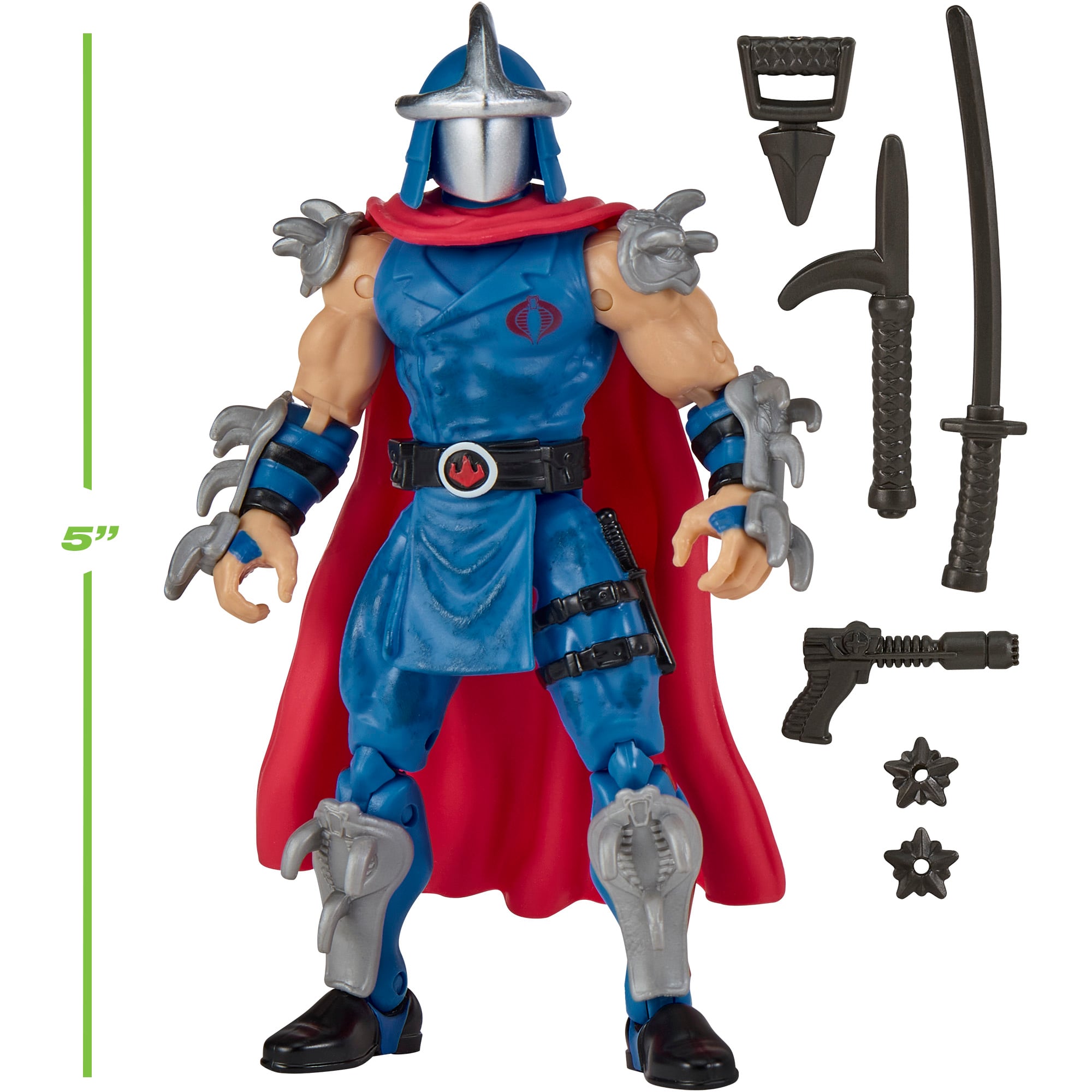 Shredder Cobra Commander TMNT x GI Joe 5-Inch Figure — Accessories Included Display with Scale Reference