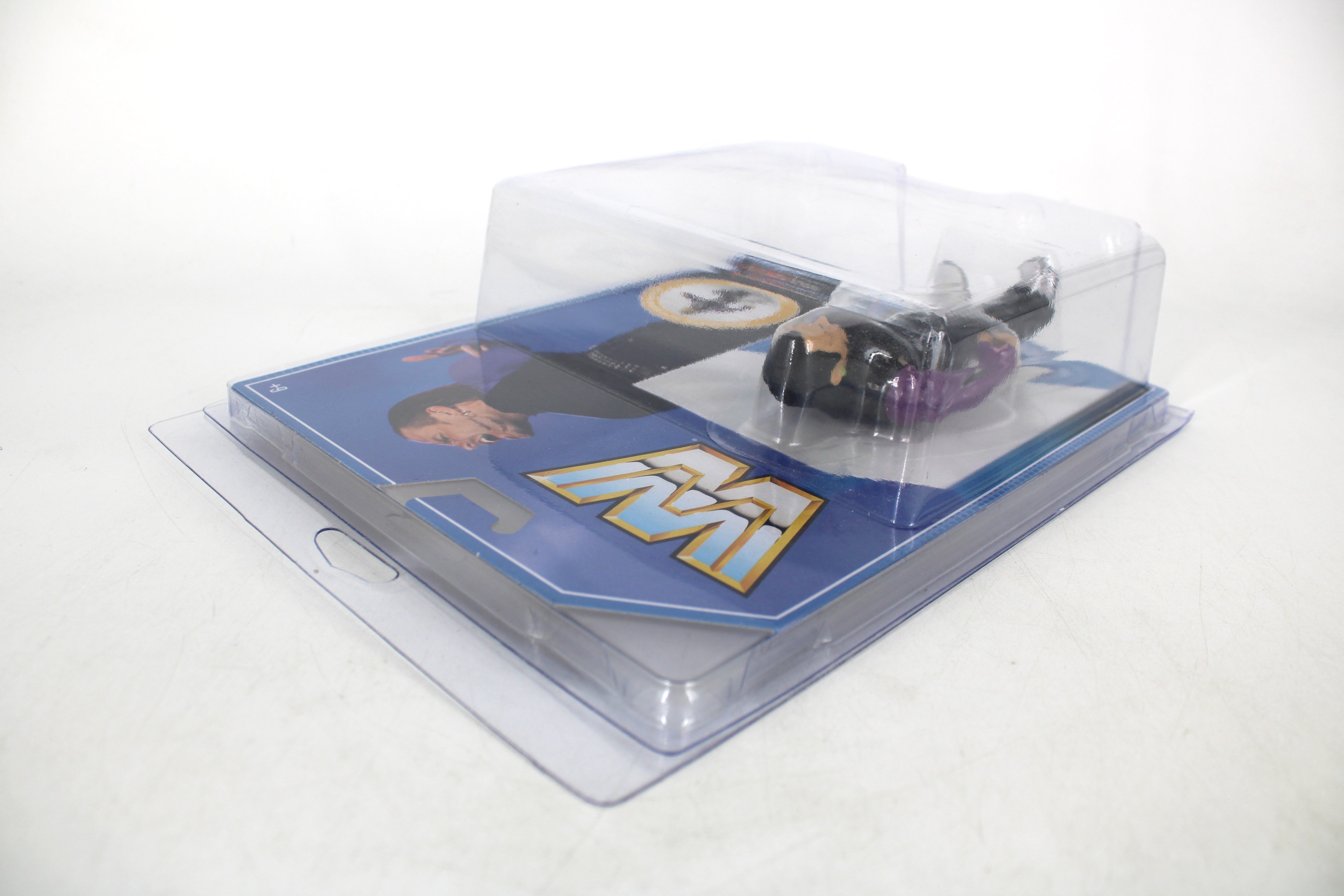 Jeff Hardy WWE Retro Series Mayhem Scan & Play Action Figure — Angled View Showing Card Front Art and Figure in Sealed Package