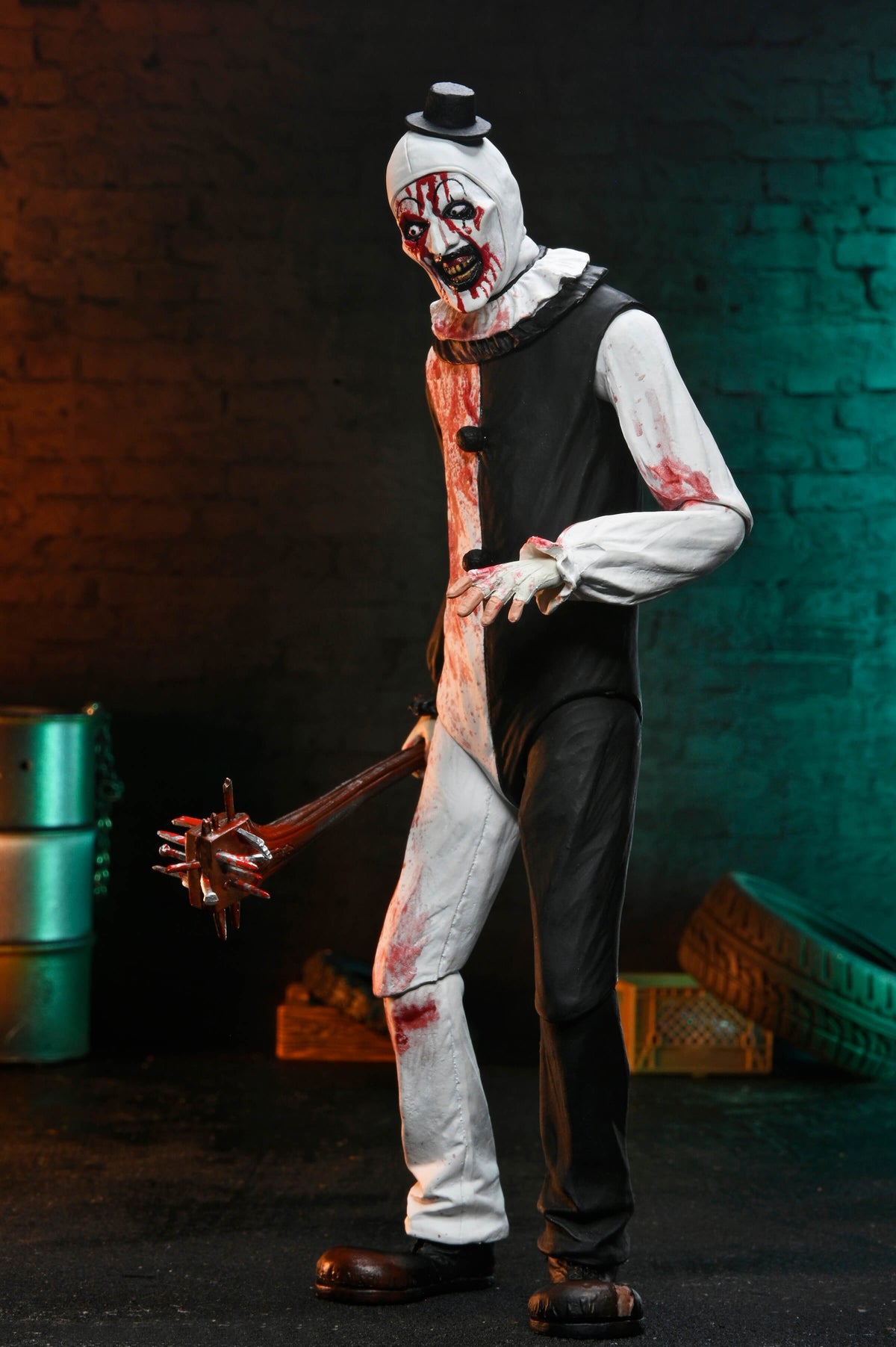 Art the Clown Terrifier 2 Ultimate 7-Inch Figure — Side View Holding Spiked Club