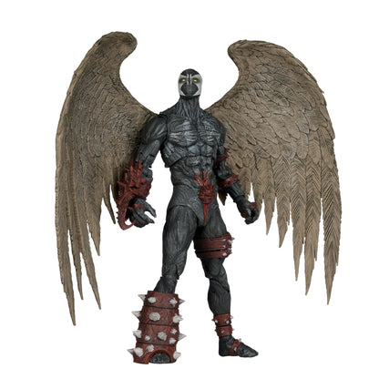 Spawn Wings of Redemption McFarlane 7-Inch Figure — Back Three-Quarter View on White Background Showing Wing Attachment