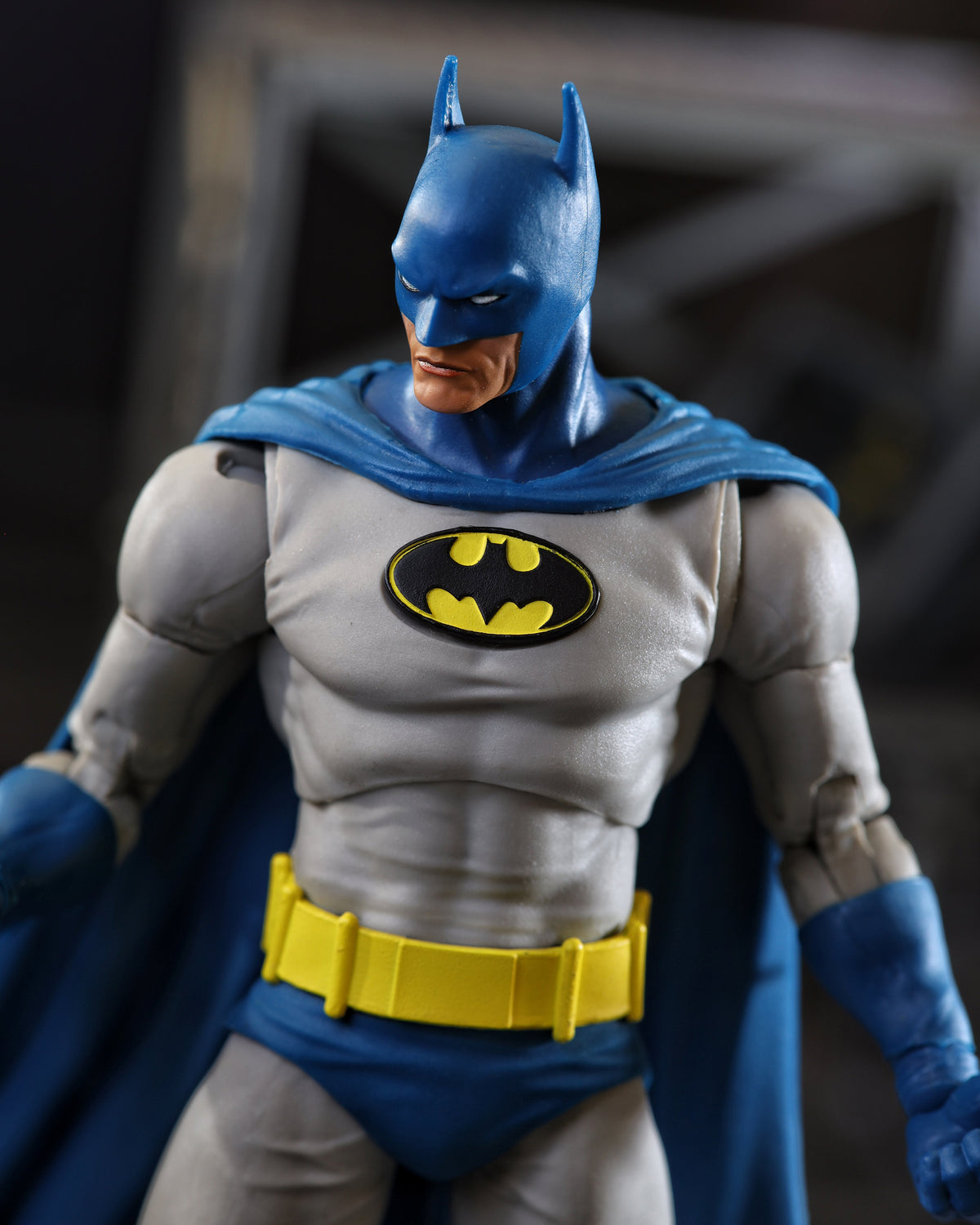 Batman Knightfall DC Multiverse 7-Inch Figure — Figure Detail Close-Up Chest Emblem and Belt