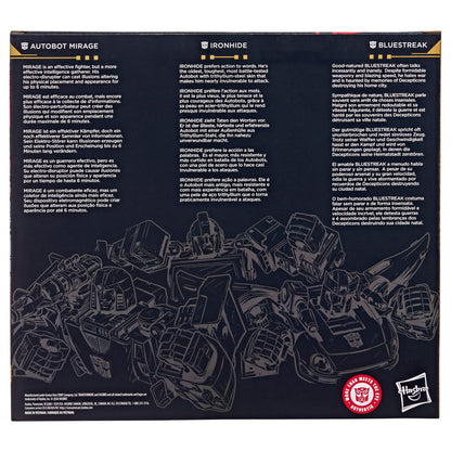 Transformers Age of the Primes Three-Pack — Box Back with Character Bios
