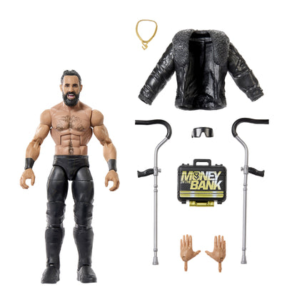 Seth Rollins WWE Elite Series 128 6-Inch Figure — Accessories Included Display with Jacket, Crutches, Briefcase, Sunglasses, Necklace, and Hands