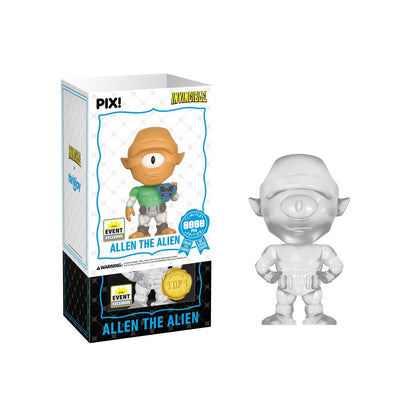 Allen the Alien Invincible Pix! Vinyl Figure — Translucent Chase Variant White Box and Figure Front View