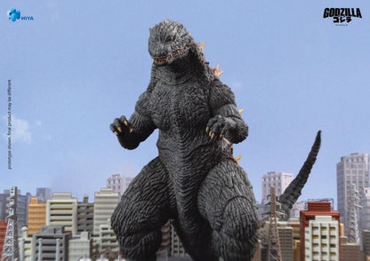 Godzilla 2000 Millennium Exquisite Basic 7-Inch Figure — Front View With Yellowed Claw Detail Over City
