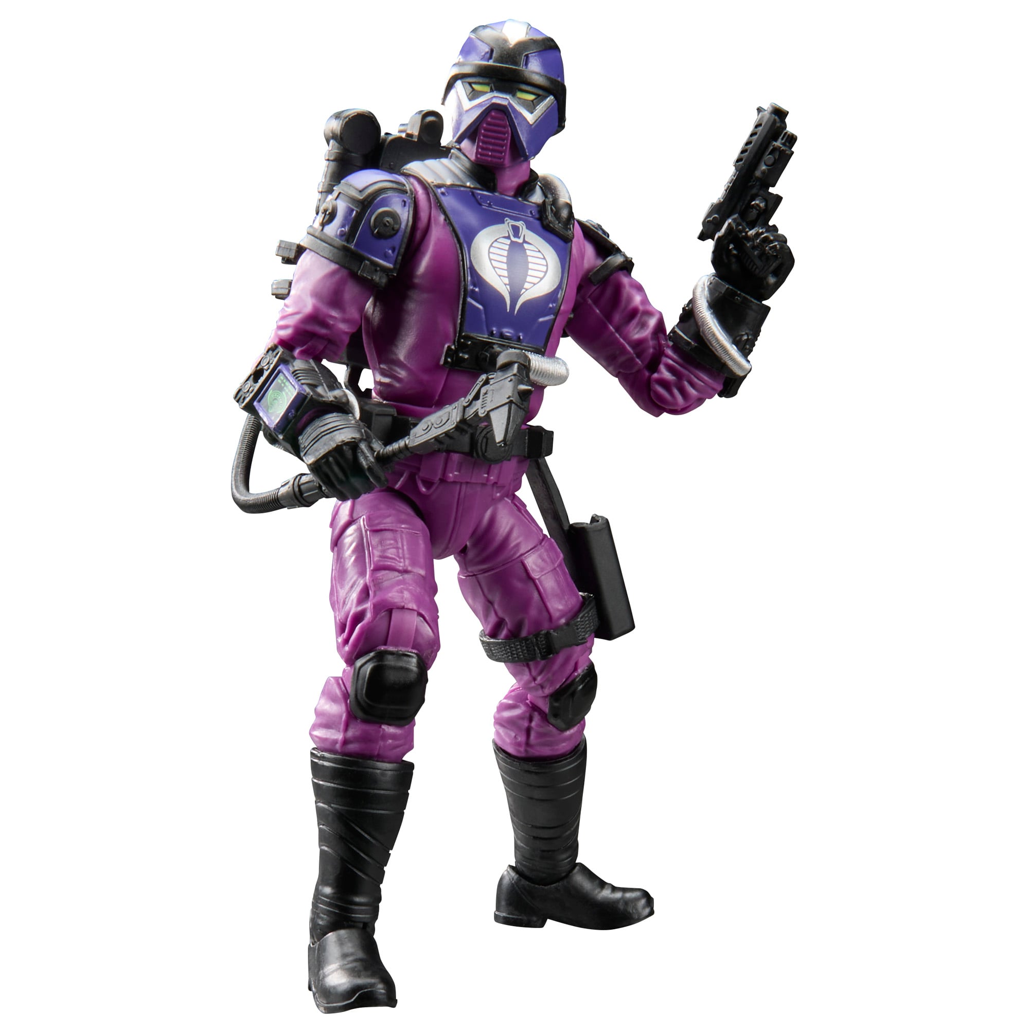 Techno-Viper G.I. Joe Classified Retro 6-Inch Figure — Three-Quarter View Holding Pistol with Backpack Detail