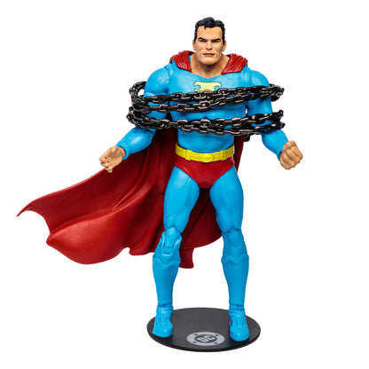 Superman Action Comics DC Multiverse 7-Inch Figure — Chain Wrapped Front View on Base