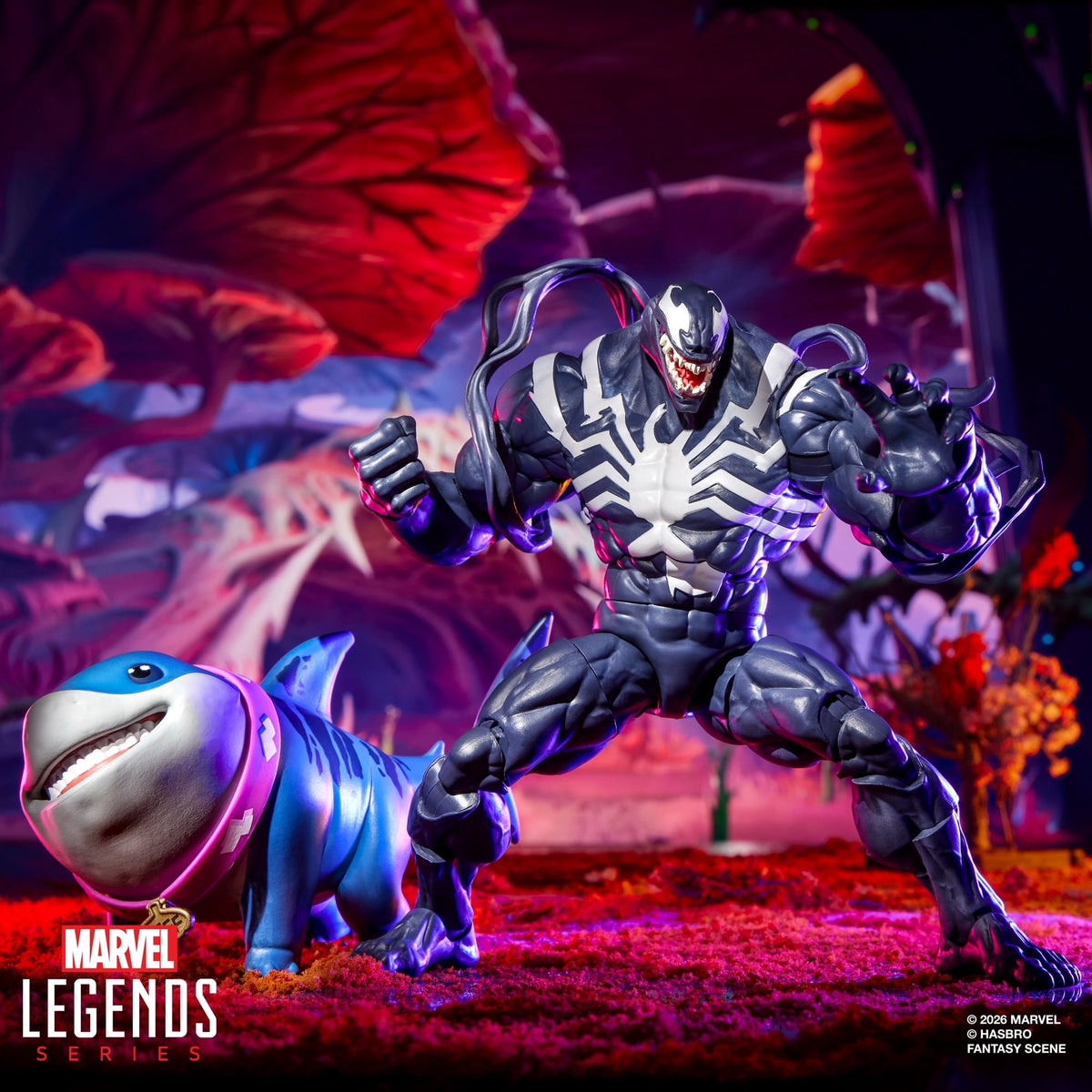 Venom and Jeff the Land Shark Marvel Legends Two-Pack — Both Figures Displayed Together