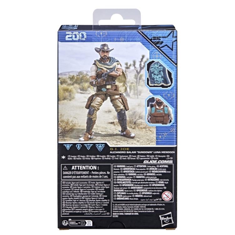 Sundown GI Joe Classified Series 6-Inch Figure — Box Back with Character Art and Feature Callouts