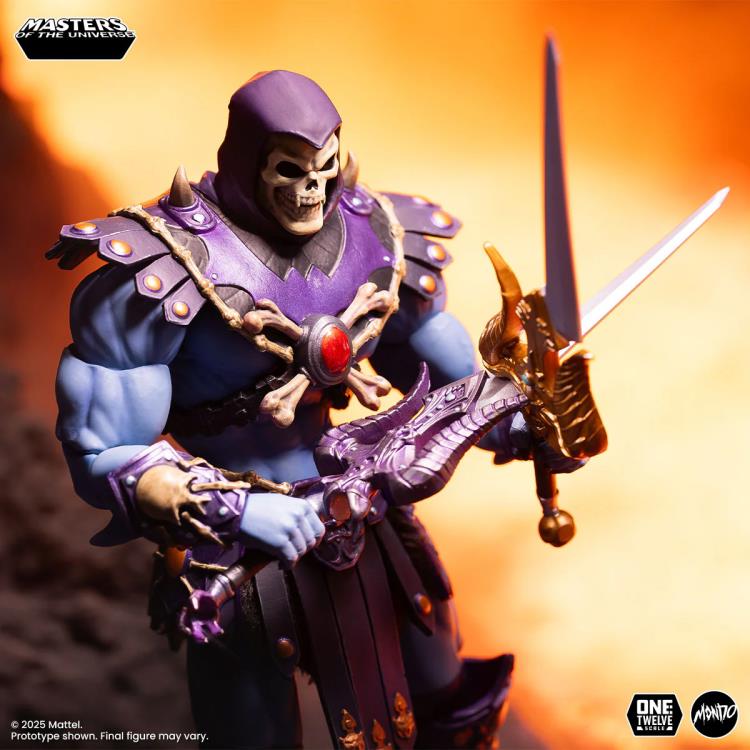 Skeletor MOTU 200X Mondo 1/12 Scale Figure — Upper Body Detail with Double Blade Sword Combat Pose