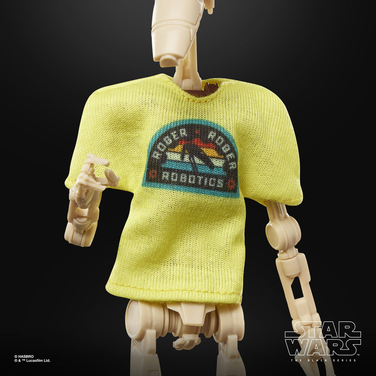 B1 Battle Droid Black Series 6-Inch Figure — Roger Roger Robotics T-Shirt Front Detail Close-Up