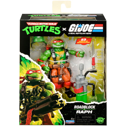 Raphael as Roadblock TMNT x GI Joe 4.5-Inch Figure — Package Front Box Art