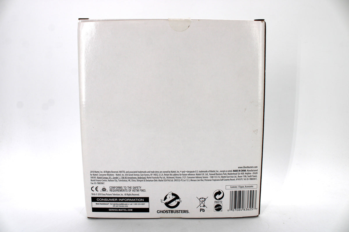 Peter Venkman Retro-Action The Real Ghostbusters Figure — Back View of Outer Box with Legal Text and Ghostbusters Logo