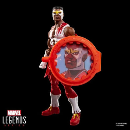Falcon Secret Wars Marvel Legends 6-Inch Figure — Front View Holding Comic Shield Falcon Portrait