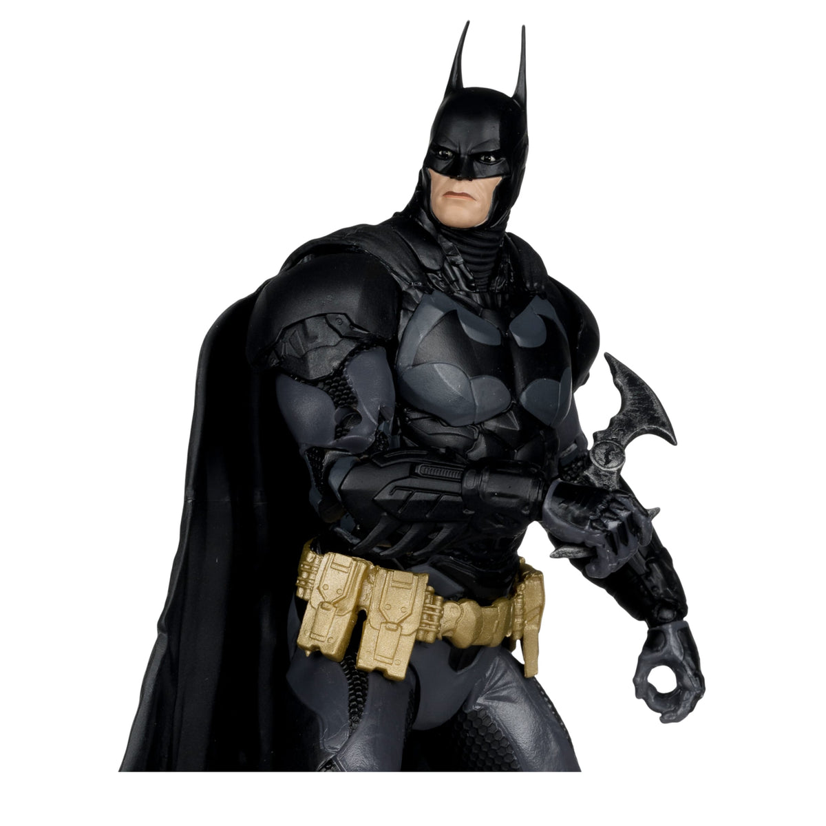 Batman Arkham Knight DC Multiverse 7-Inch Figure — Figure Detail Holding Curved Batarang