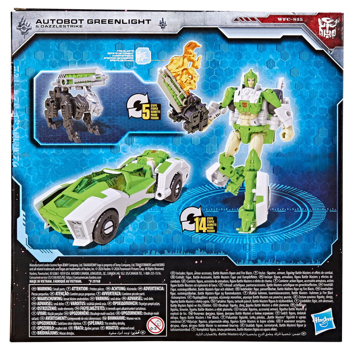 Greenlight War for Cybertron Siege Deluxe 5.5-Inch Figure — Box Back with Transformation Steps