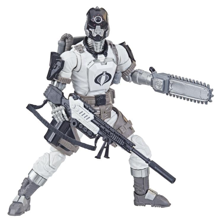 Arctic B.A.T. G.I. Joe Classified Series 6-Inch Figure — Figure Detail with Chainsaw Hand and Rifle on White Background