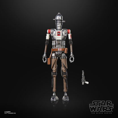 IG-11 Nevarro Marshal Black Series 6-Inch Figure — Front View Accessories Included Beside Figure