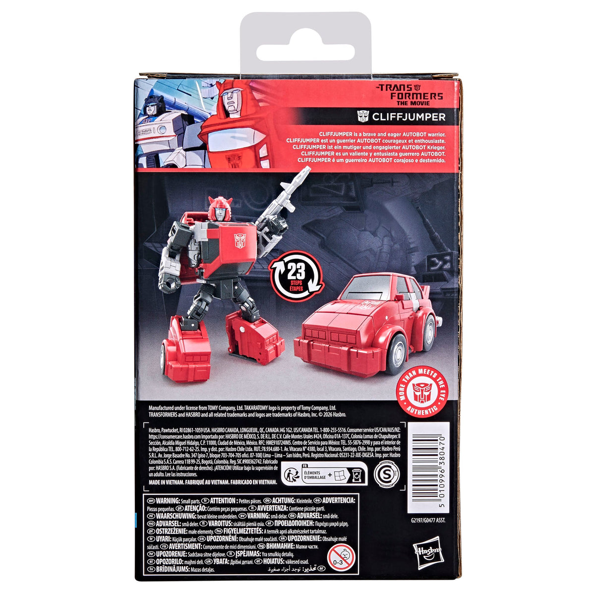 Cliffjumper Studio Series 86 Deluxe — Box Back with Character Art and 23-Step Conversion Detail