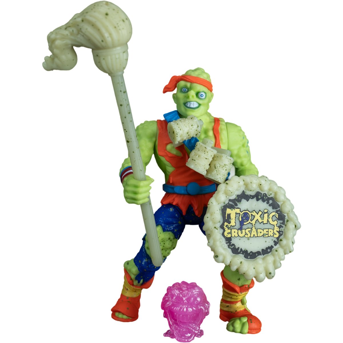 Toxie Toxic Crusaders 5-Inch Figure — Accessories Included: Mop, Shield, Bandolier, Slime
