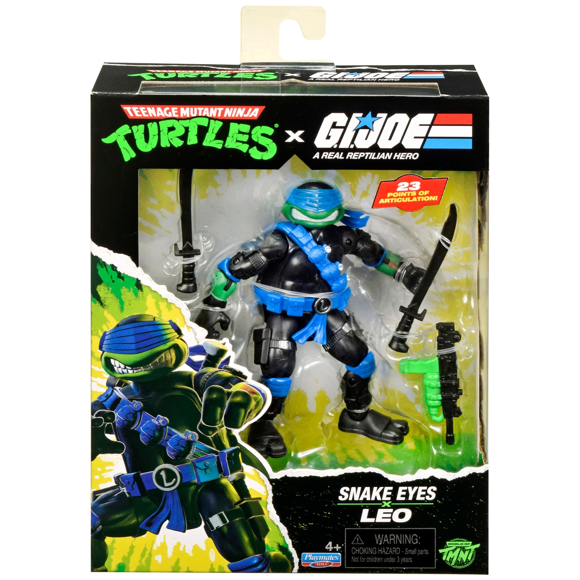 Leonardo as Snake Eyes TMNT x GI Joe 4.5-Inch Figure — Package Box Front