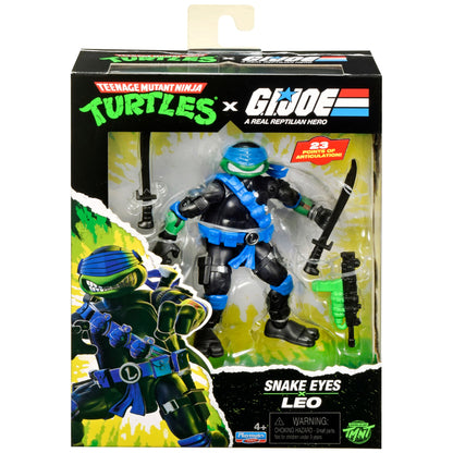 Leonardo as Snake Eyes TMNT x GI Joe 4.5-Inch Figure — Package Box Front