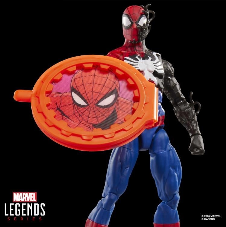 Spider-Man Alien Costume Marvel Legends 6-Inch Figure — Accessories Included Spider-Man Face Shield Front