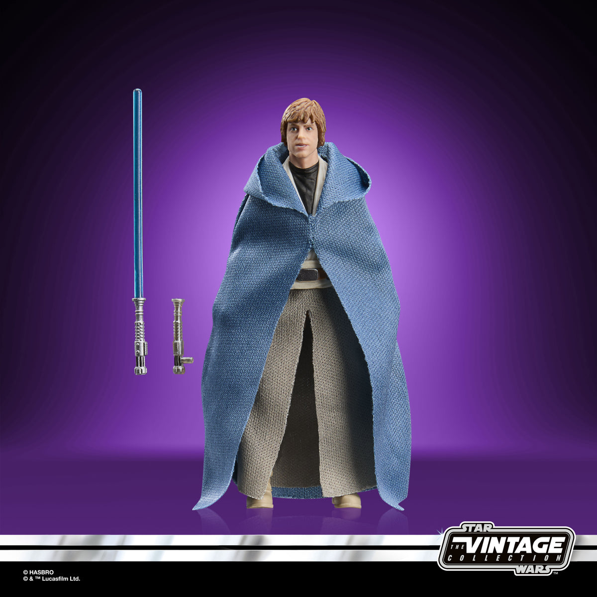 Luuke Skywalker Star Wars The Vintage Collection 3.75-Inch Action Figure — Front View with Lightsaber Accessories Shown