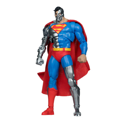 Cyborg Superman DC Multiverse 7-Inch Action Figure — Side View Showing Cyborg Arm and Fabric Cape
