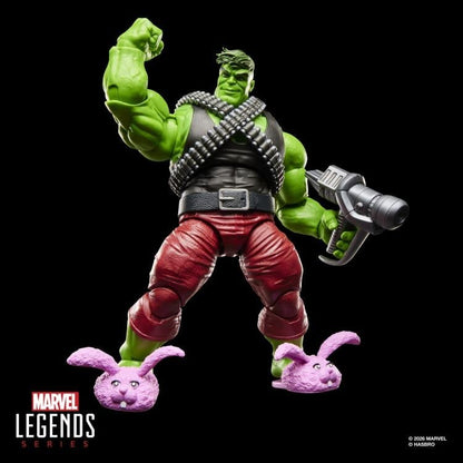 Professor Hulk Marvel Legends 6-Inch Deluxe Figure — Articulation Pose Raised Fist with Blaster and Bunny Slippers