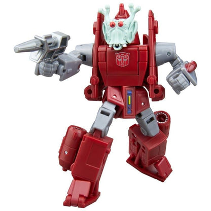 Autobot Powerglide Age of the Primes Deluxe 4.5-Inch Figure — Alien Mask Worn with Blaster Side Angle
