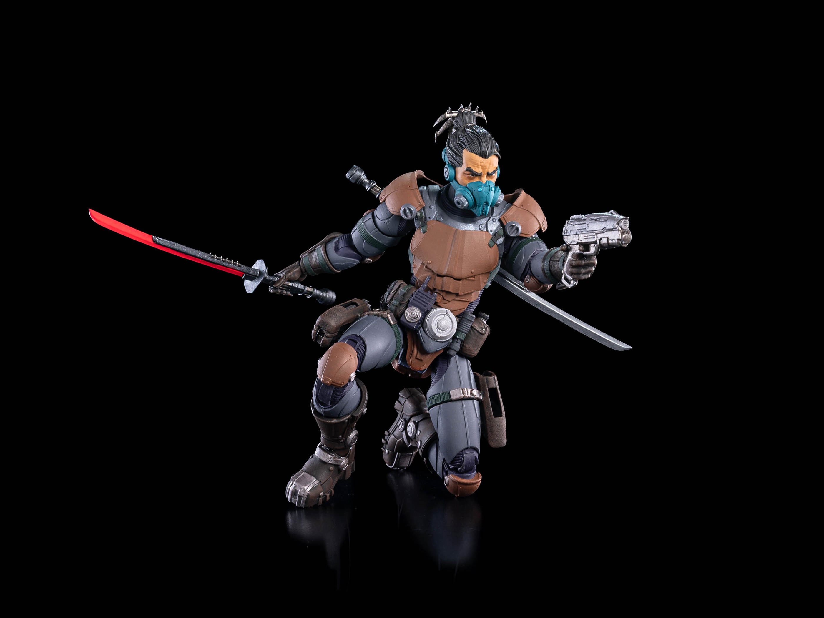 Kyojii Rune Cosmic Legions 6-Inch Figure — Kneeling Combat Pose with Powered Red Blade and Pistol