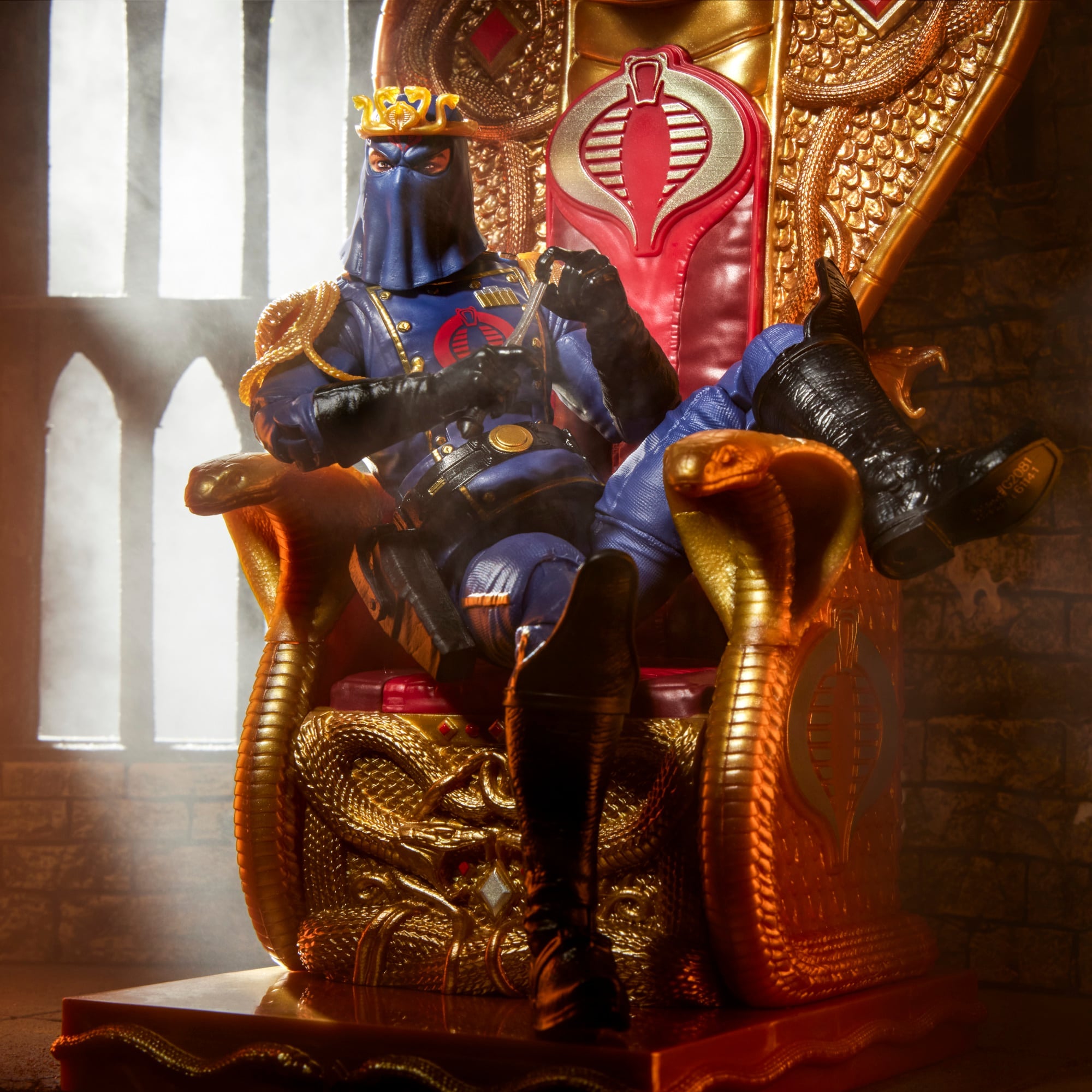 Cobra Commander Classified Series 6-Inch Figure — Articulation Pose Seated Casually with Knife and Crown