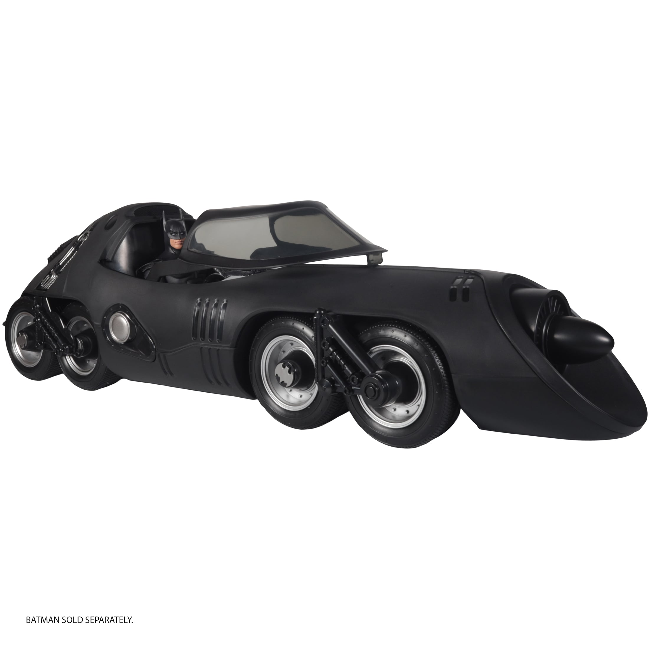 Batmissile Batman Returns DC Multiverse Vehicle — Three-Quarter View with Batman figure seated inside cockpit