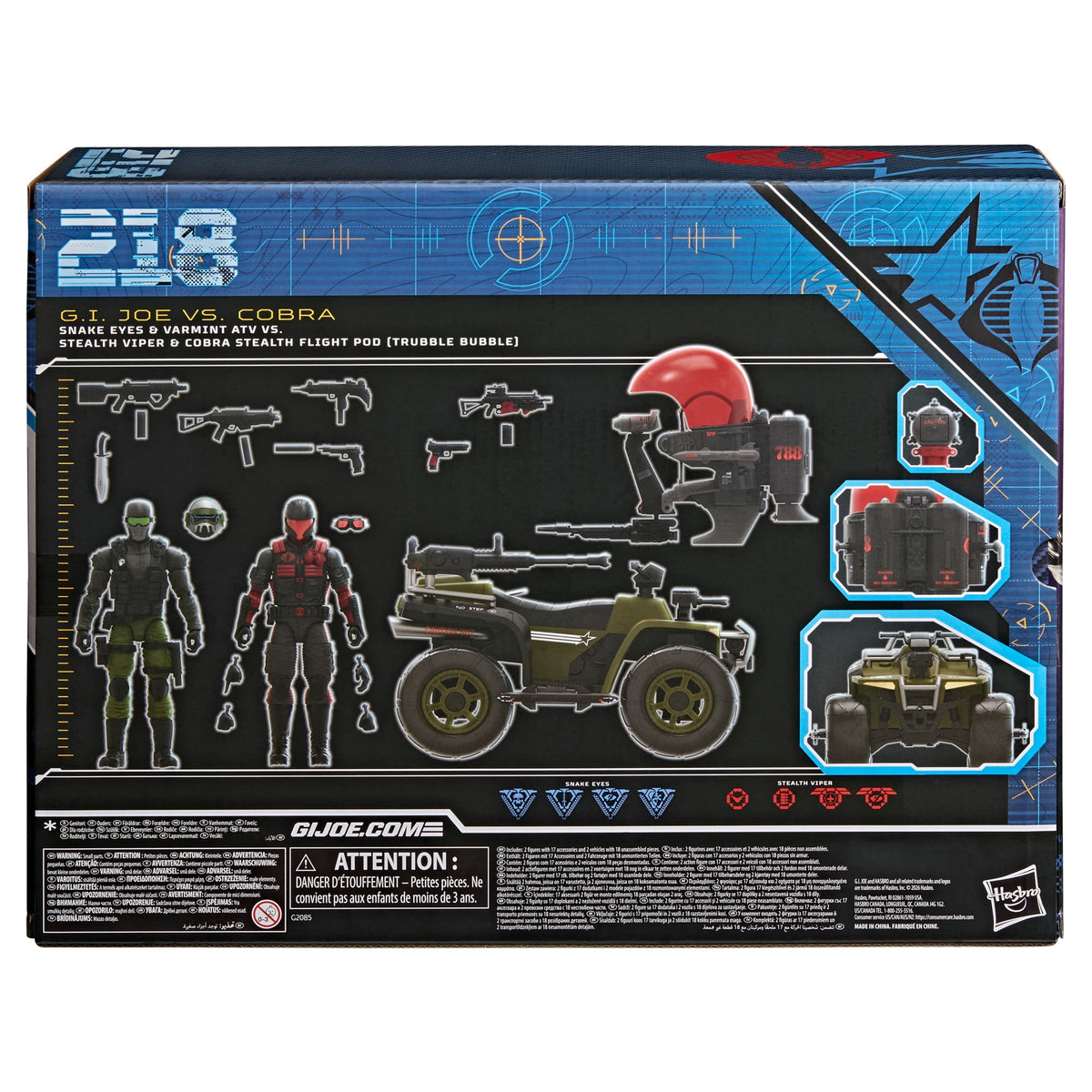 GI Joe Classified Series #218 — Box Back Showing Complete Contents and Vehicle Detail Callouts