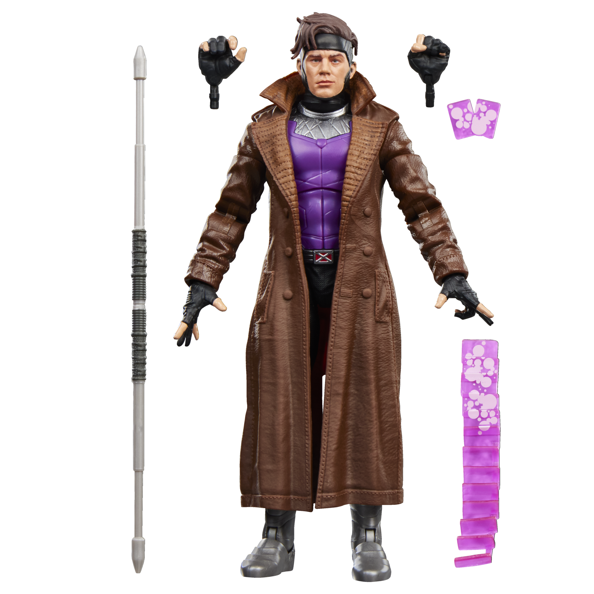 Gambit Marvel Legends 6-Inch Figure — Accessories Included: Bo Staff, Alternate Hands, Card Effects