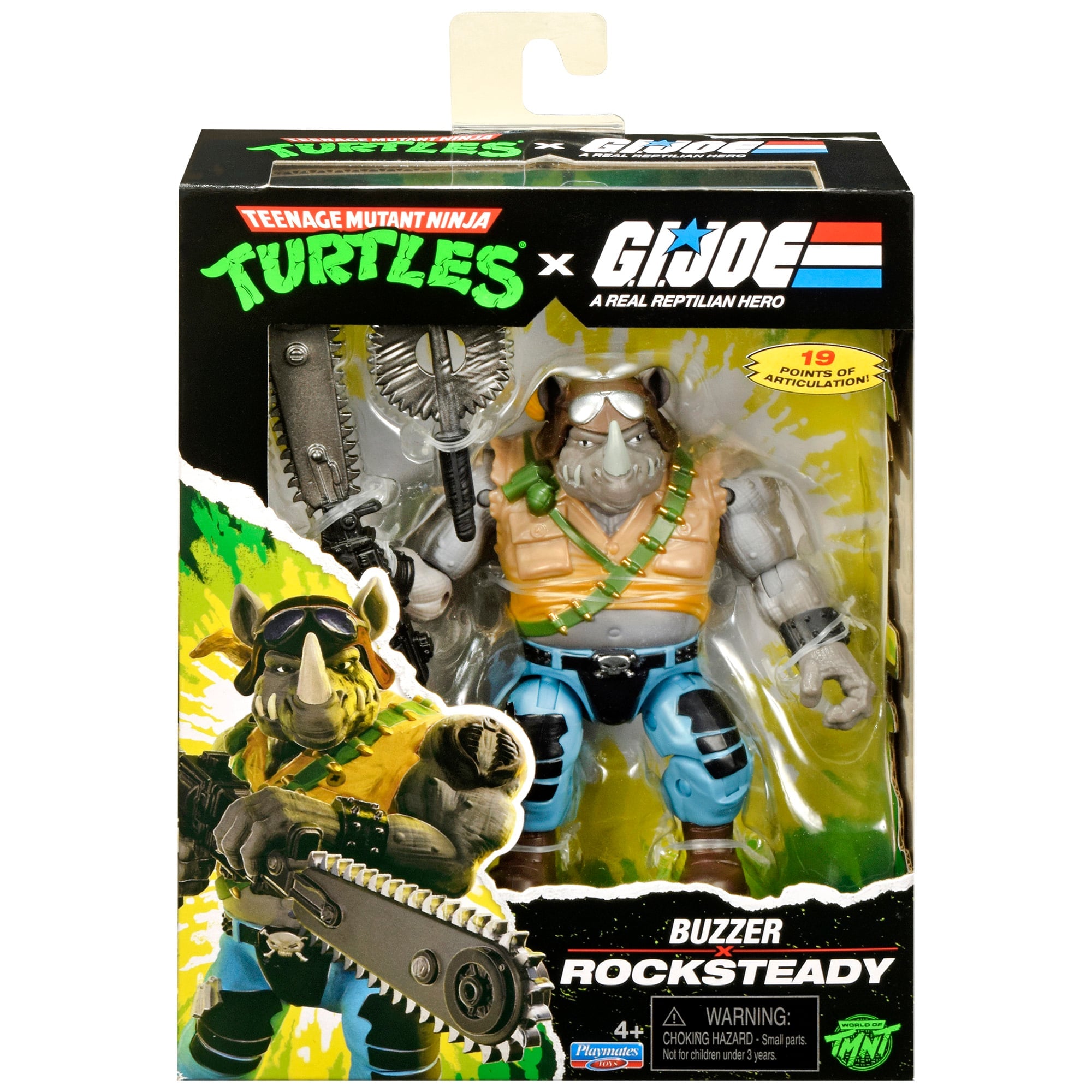 Rocksteady as Buzzer TMNT x GI Joe Figure — Package Front View Box Art