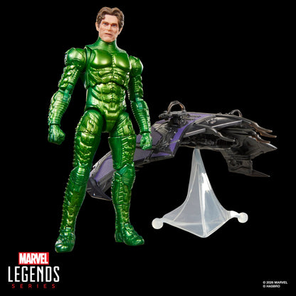 Green Goblin Marvel Legends 6-Inch Figure — Unmasked Norman Osborn Head Out of Box Side View with Glider