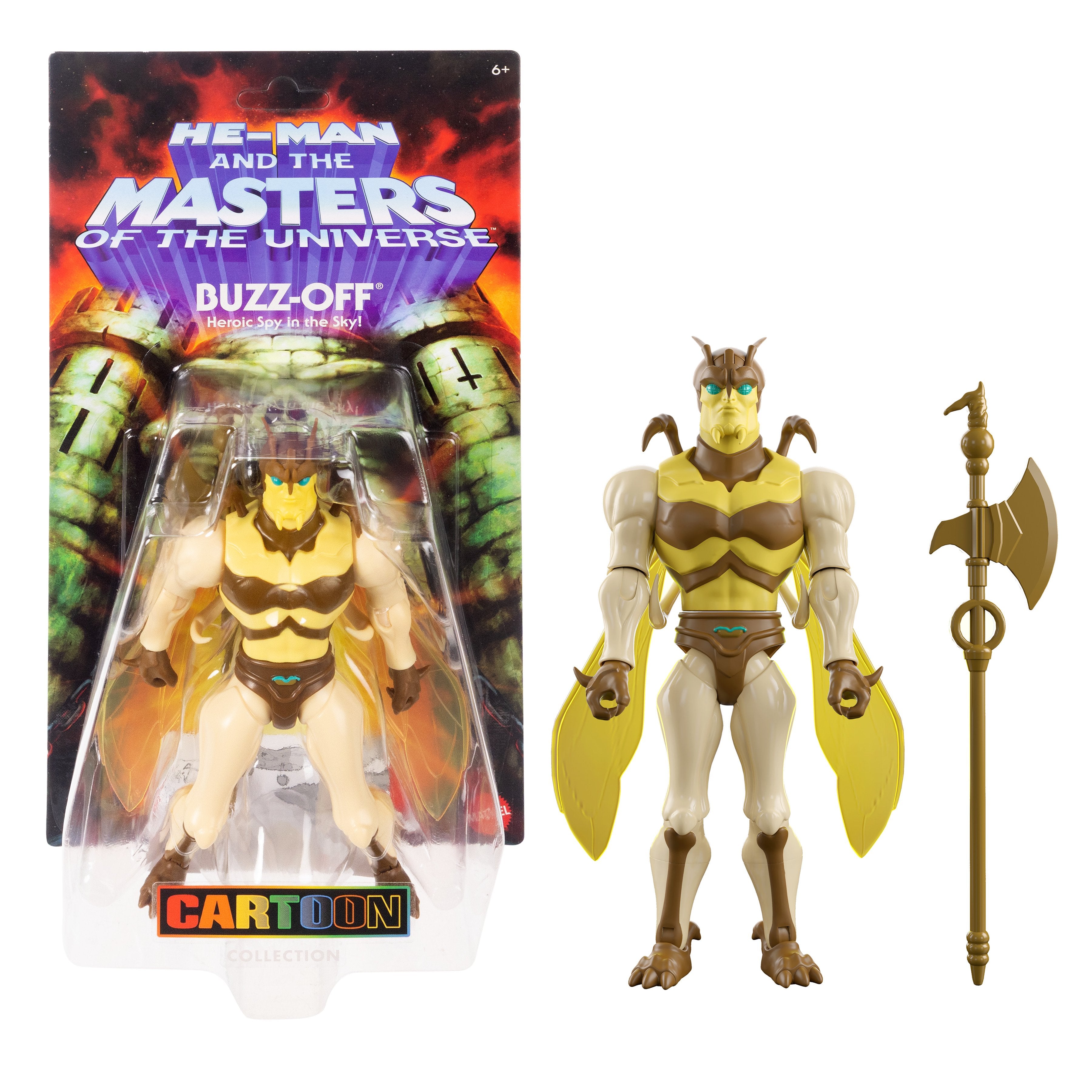 Buzz-Off Masters of the Universe Origins 5.5-Inch Figure — Package Front with Cartoon Collection Card
