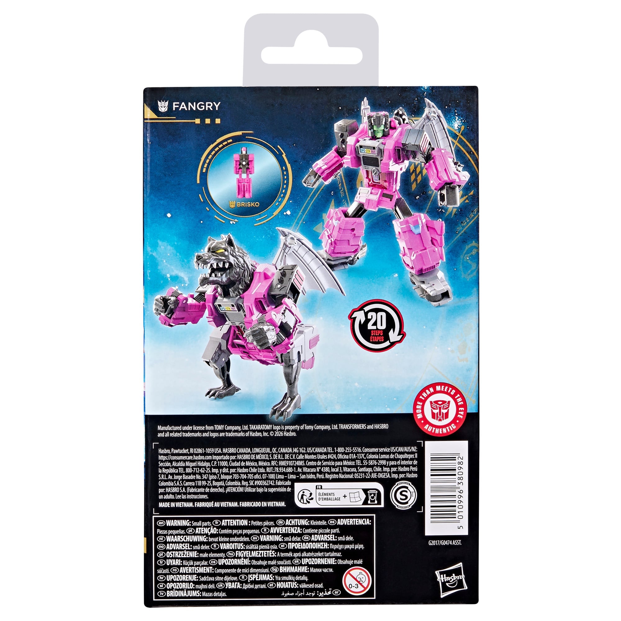 Fangry Age of the Primes Deluxe 5.5-Inch Figure — Box Back with Brisko Headmaster Callout